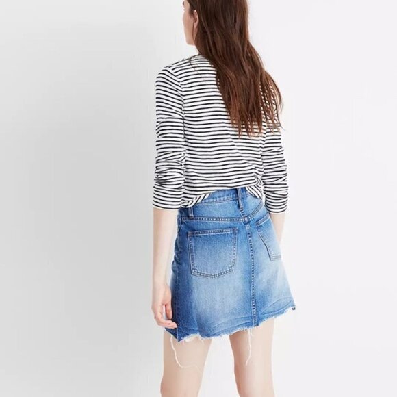 MADEWELL McCarren raw hem denim mini skirt - Picture 2 of 8